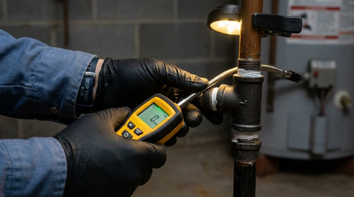 Gas leak detection with electronic sniffer by Johns Plumbing LLC in New Castle